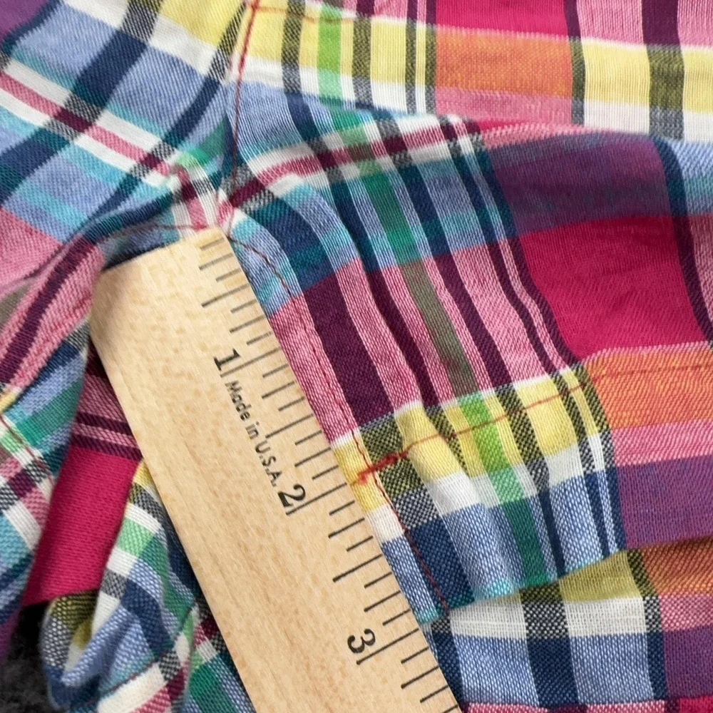 Ralph Lauren Shorts Girls 14 Multicolor Plaid Linen Cotton Chino 3 Inseam Summer